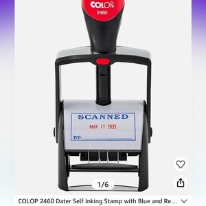 COLOP 2460 Dater Self Inking Stamp with Blue and Red Ink (Scanned, 27mm x 58mm)